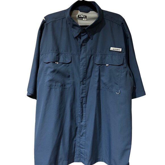 Habit Blue Breathable Short-Sleeved Button Down Shirt | 2XL - Picture 1 of 3